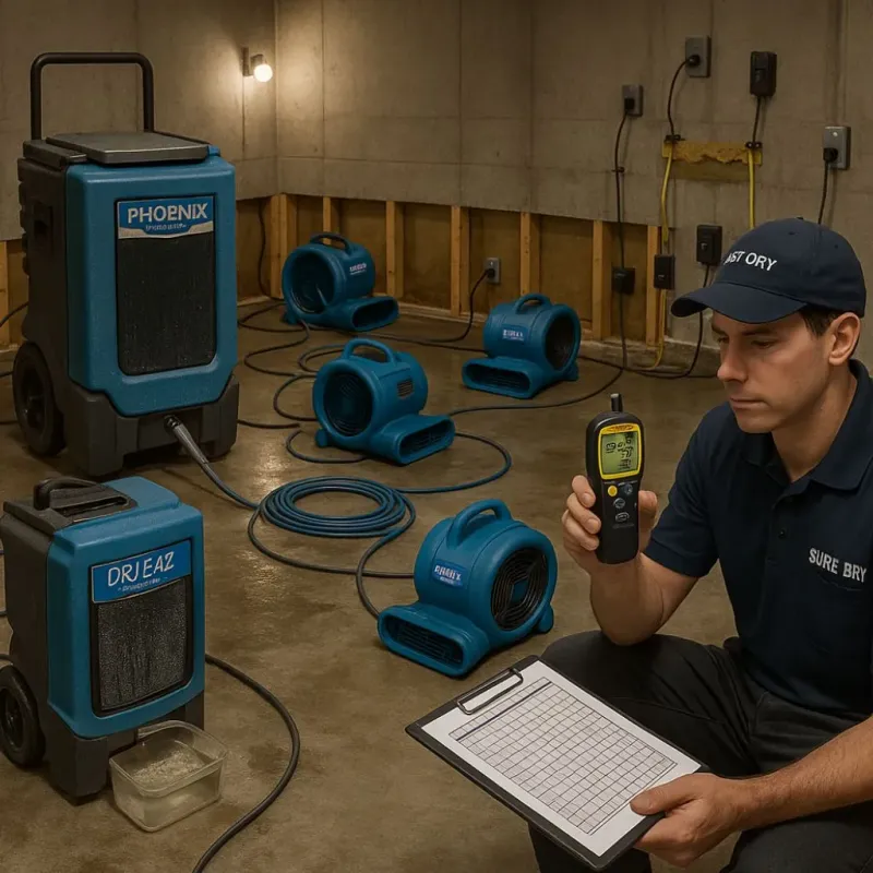 Structural Drying and Dehumidification process in Baytown, TX